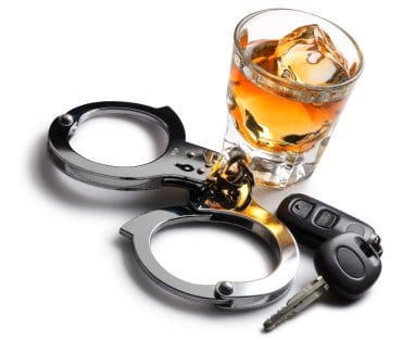 drink, car keys and handcuffs