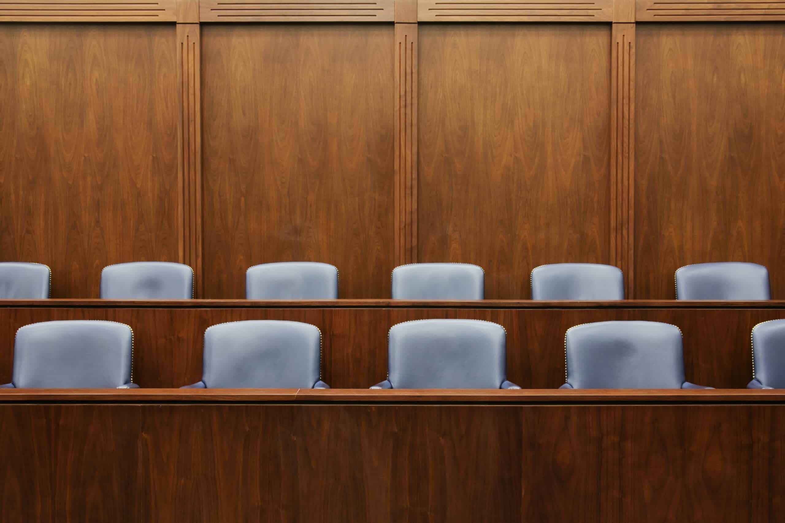 empty seats in a courtroom